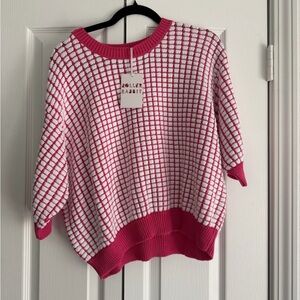 Roller Rabbit Fuchsia and White Checkered Sweater